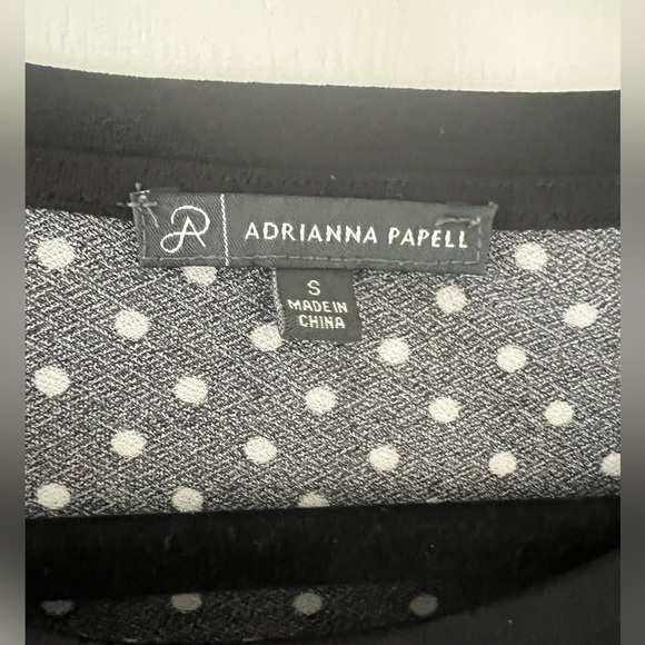 Polka Dot Black Top size S with ruffle detail (J145) - Picture 3 of 9